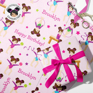 Brünette Gymnastik Geburtstagskorrektur Geschenkpapier