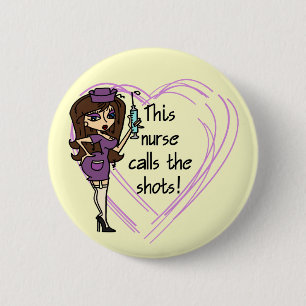 Brünette Krankenschwester-T - Shirts und Geschenke Button