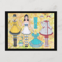 Brünette Lolita Paper Doll Postkarte