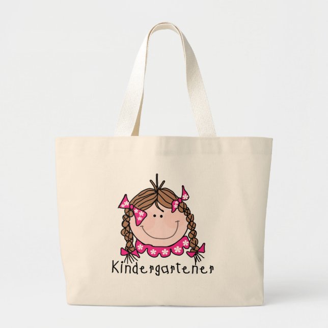 Brünette Mädchen-Kindergarten-T-Shirts und Jumbo Stoffbeutel (Vorne)