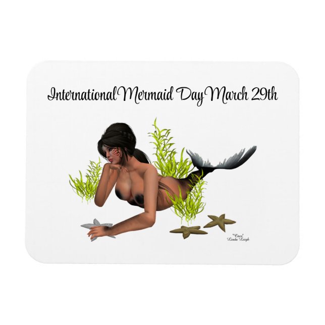 Brünette Meerjungfrau mit flexibler Magnet aus Sta (Horizontal)