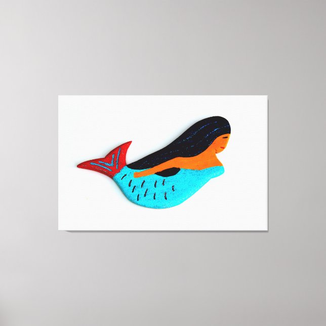 brünette, mit Meerjungfrau umhüllte Leinwand (Vorderseite)