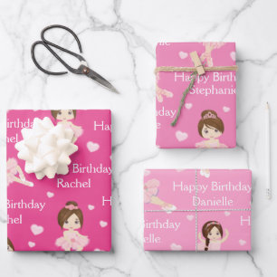 Brünette Papierblätter für Ballerina Geschenkpapier Set
