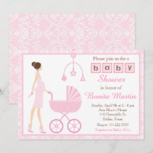 Brünette Pink Damask Dusche für Mädchen