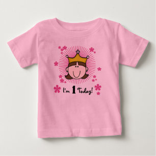 Brünette Prinzessin 1. Geburtstag Baby T-shirt