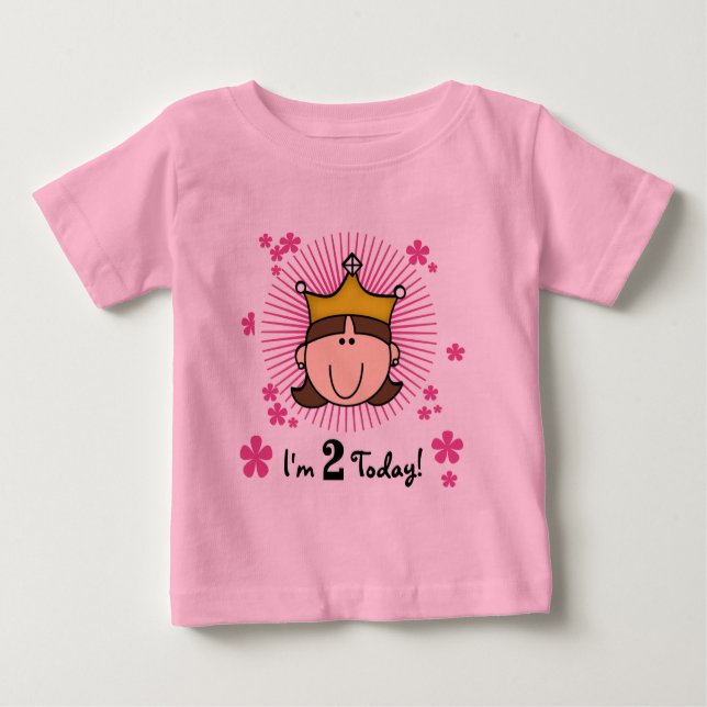 Brünette Prinzessin 2. Geburtstagsgeschenke Baby T-shirt (Vorderseite)