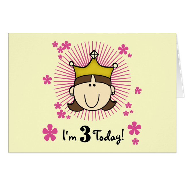 Brünette Prinzessin 3. Geburtstagstorte (Vorderseite (Horizontal))