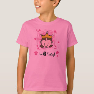 Brünette Prinzessin 6. Geburtstag T-Shirt