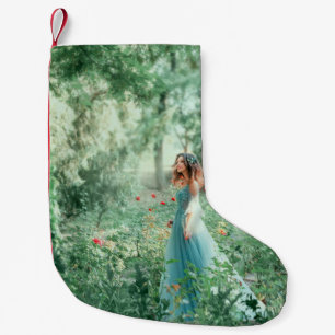 Brünette Prinzessin: Fairy Forest Watercolor Kleiner Weihnachtsstrumpf