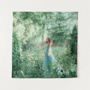 Brünette Prinzessin: Fairy Forest Watercolor Wandteppich