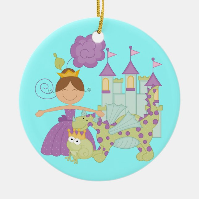 Brünette Prinzessin Keramik Ornament (Vorne)