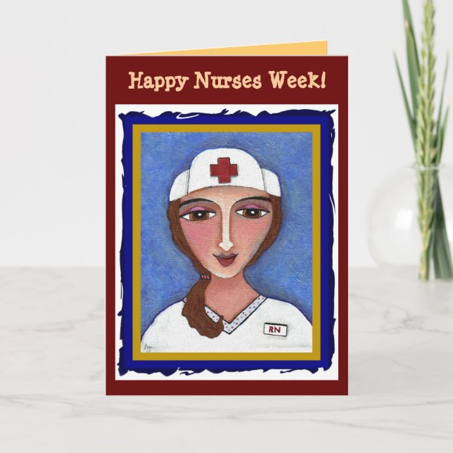 Brünette RN - Happy Nurses Week card (2) Karte (Vorderseite)