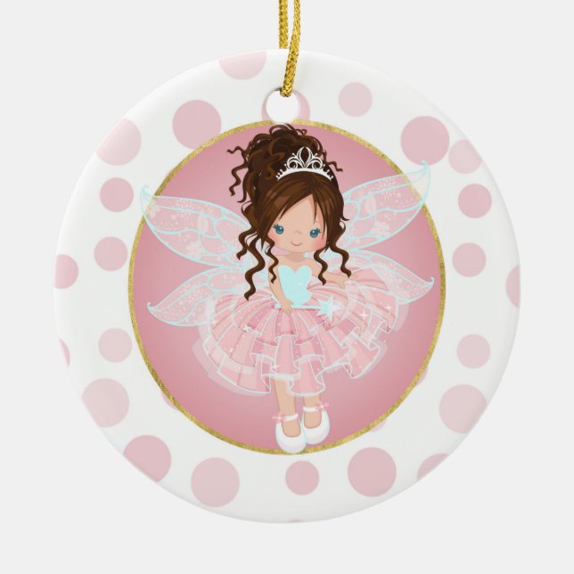 Brünette Rosa Fairy Keramik Ornament (Vorne)