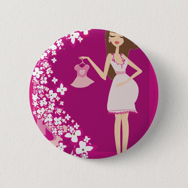 brünette Schwangere Button (Vorderseite)