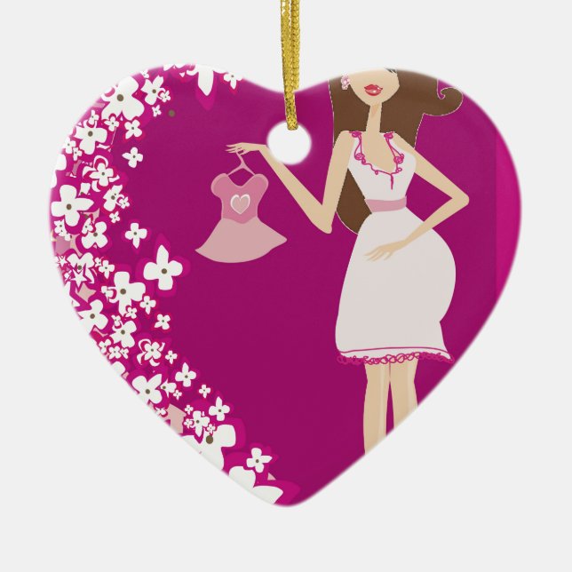 brünette Schwangere Keramik Ornament (Vorne)