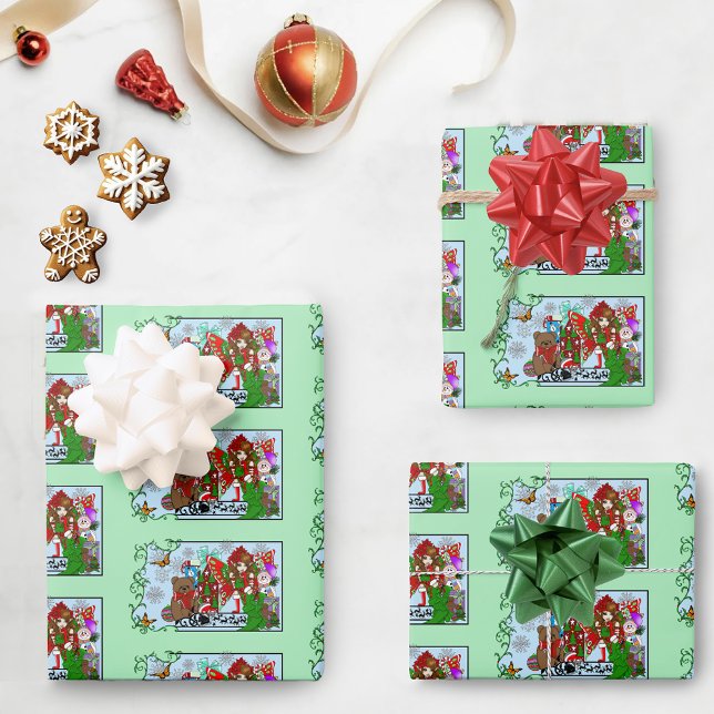 Brünette Weihnachtsmesse Geschenkpapier Set (Von Creator hochgeladen)