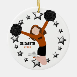 Brünetter Chef Pom Poms in Orange & Black Keramik Ornament
