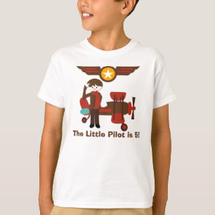 Brünetter Jungen-Pilotgeburtstags-Gewohnheits-T - T-Shirt