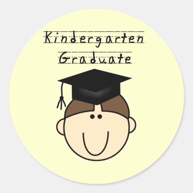 Brünetter Kindergarten Runder Aufkleber (Vorderseite)