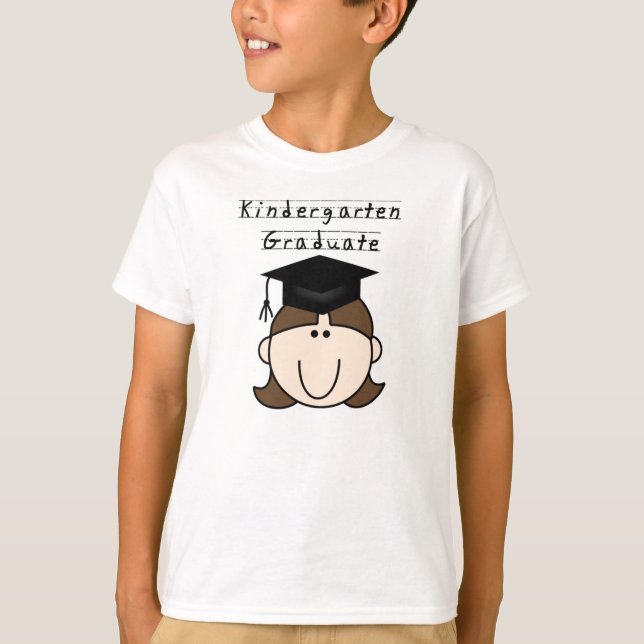 Brünetter Mädchen-Kindergarten-Absolvent T-Shirt (Vorderseite)