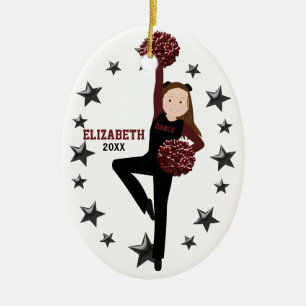Brünetter Pom Squad in Black & Maroon Keramikornament