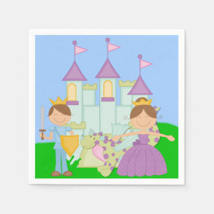 Brünetter Prinz und Prinzessin Papier Napkins Serviette
