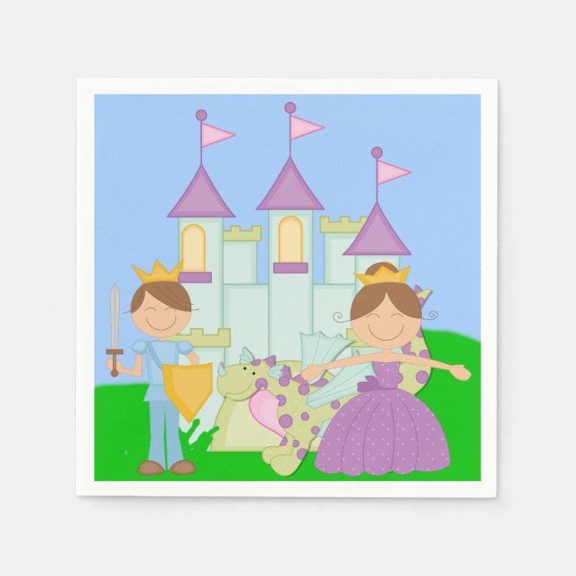 Brünetter Prinz und Prinzessin Papier Napkins Serviette (Vorderseite)