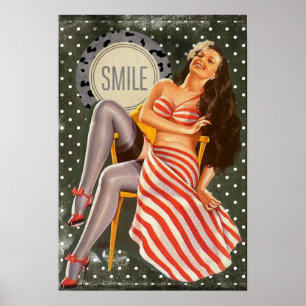 Brünettes Button-up-Mädchen lachen Poster