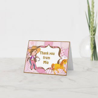 Brünettes Cowgirl Vielen Dank Note Card Dankeskarte