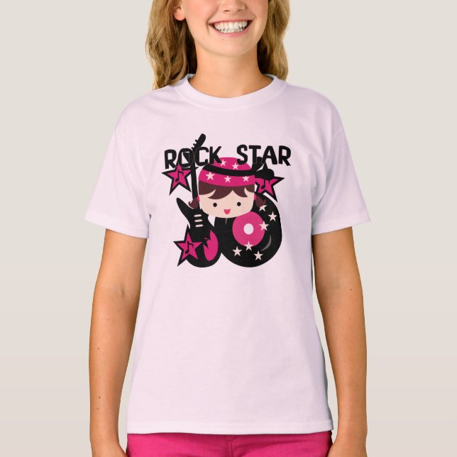 Brünettes Felsen-Stern-Mädchen T-Shirt (Vorderseite)