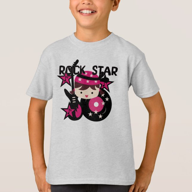Brünettes Felsen-Stern-Mädchen T-Shirt (Vorderseite)