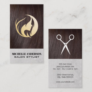 Brünettes Haar   Hair Stylist-Logo Visitenkarte