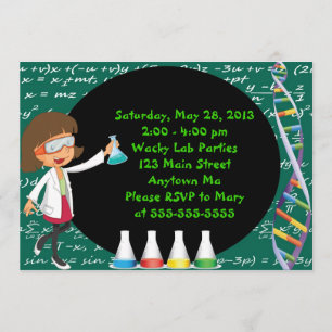 Brünettes Mädchen-wütende Wissenschaftler-Party Einladung