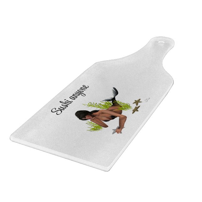 Brünettes Mermaid Starfish Paddle Cutting Board Schneidebrett (Ecke)