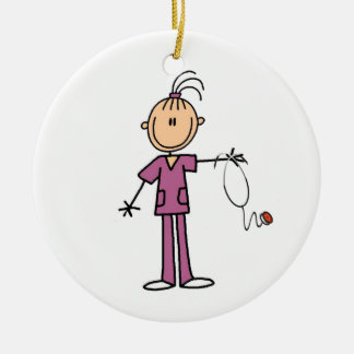 Brünettes Strichmännchen Nurse Keramik Ornament