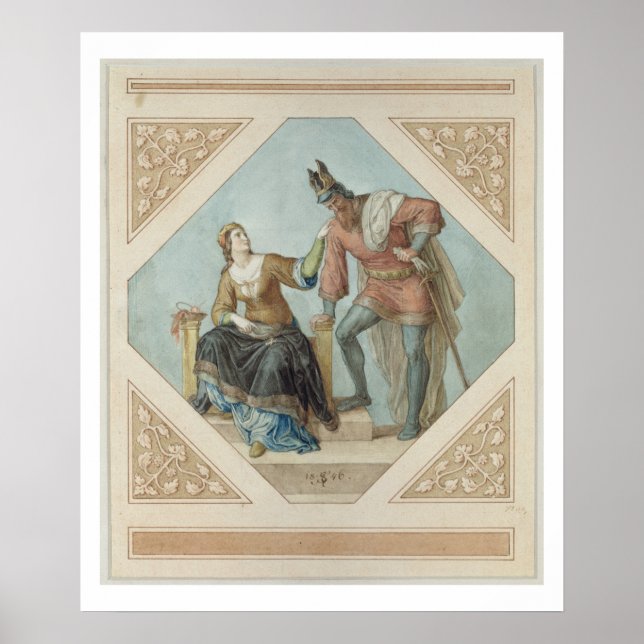 Brunhilde und Hagen, Illustration für "The Niebelu Poster (Vorne)