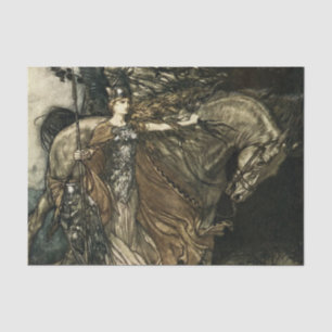 "Brunhilde with your Horse" von Arthur Rackham Seidenpapier