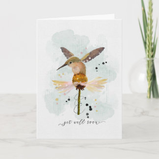 Brunnen Aquarell Sketchy Doodle Hummingbird auf Karte