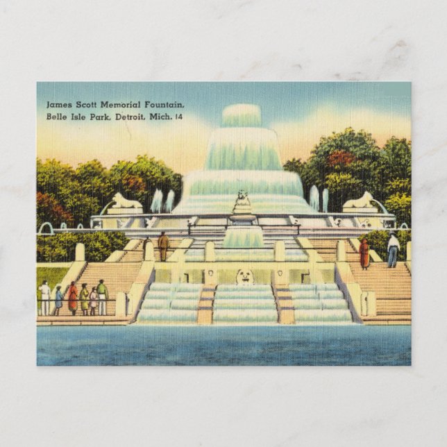 Brunnen, Belle Isle Park Postkarte (Vorderseite)