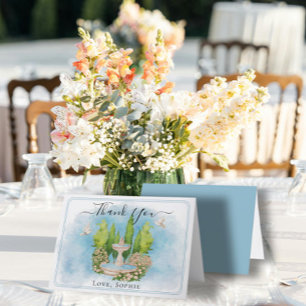 Brunnen Blume tauben Hochzeit Danke Karte
