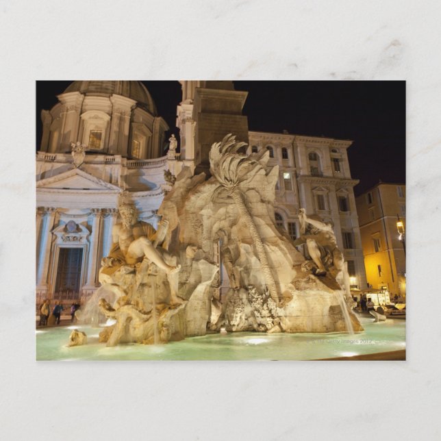 Brunnen der 4 Flüsse, Piazza Navona, Rom Postkarte (Vorderseite)