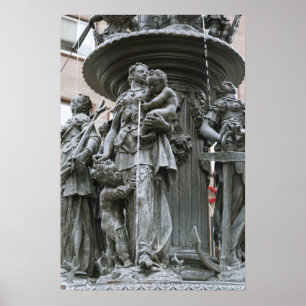 Brunnen der Tugenden in Nürnberg Poster