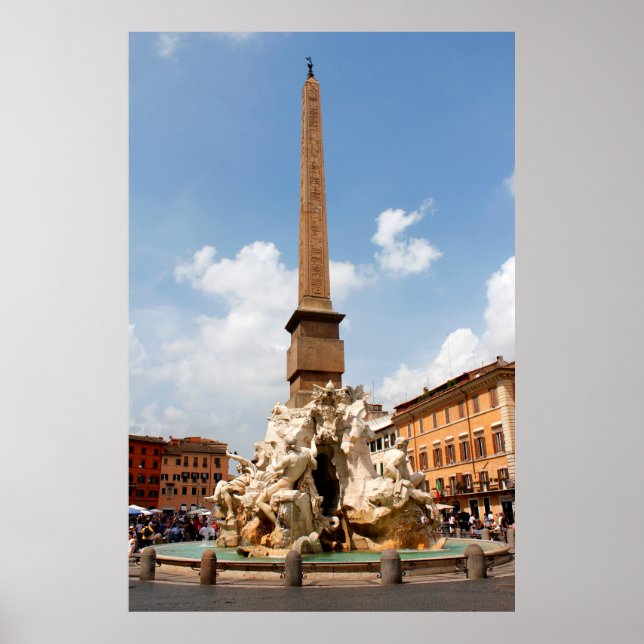 Brunnen der vier Flüsse, Rom Italien Poster (Vorne)