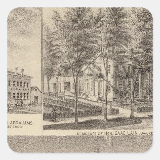 Brunnen-Frühlingshaus & Lain-Wohnsitz Quadratischer Aufkleber (Vorderseite)