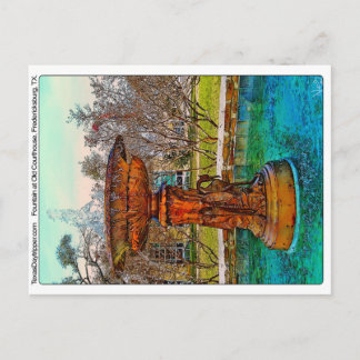 Brunnen im Old Courthouse, Fredericksburg, TX Postkarte