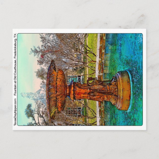 Brunnen im Old Courthouse, Fredericksburg, TX Postkarte (Vorderseite)
