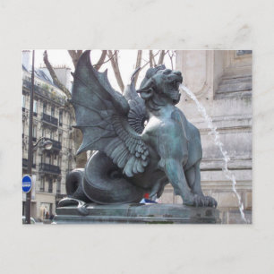 Brunnen in Paris bei Notre Dame Postkarte
