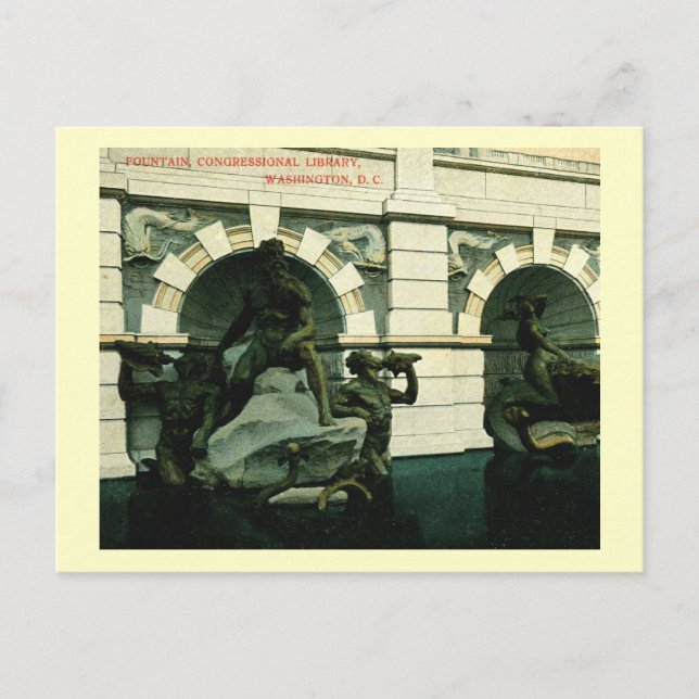 Brunnen, Kongressbibliothek, Washington DC Postkarte (Vorderseite)
