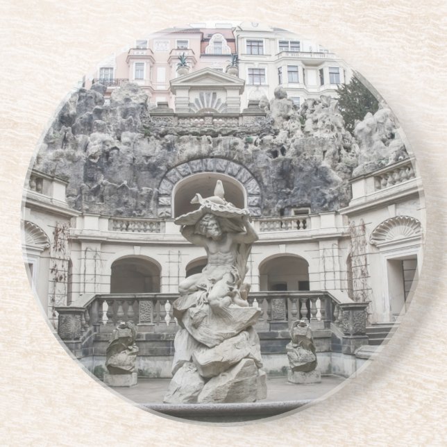 Brunnen mit Neptun-Statue in Prag Getränkeuntersetzer (Vorne)