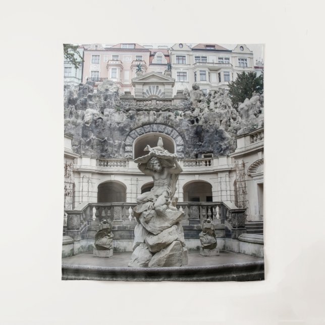 Brunnen mit Neptun-Statue in Prag Wandteppich (Vorderseite)